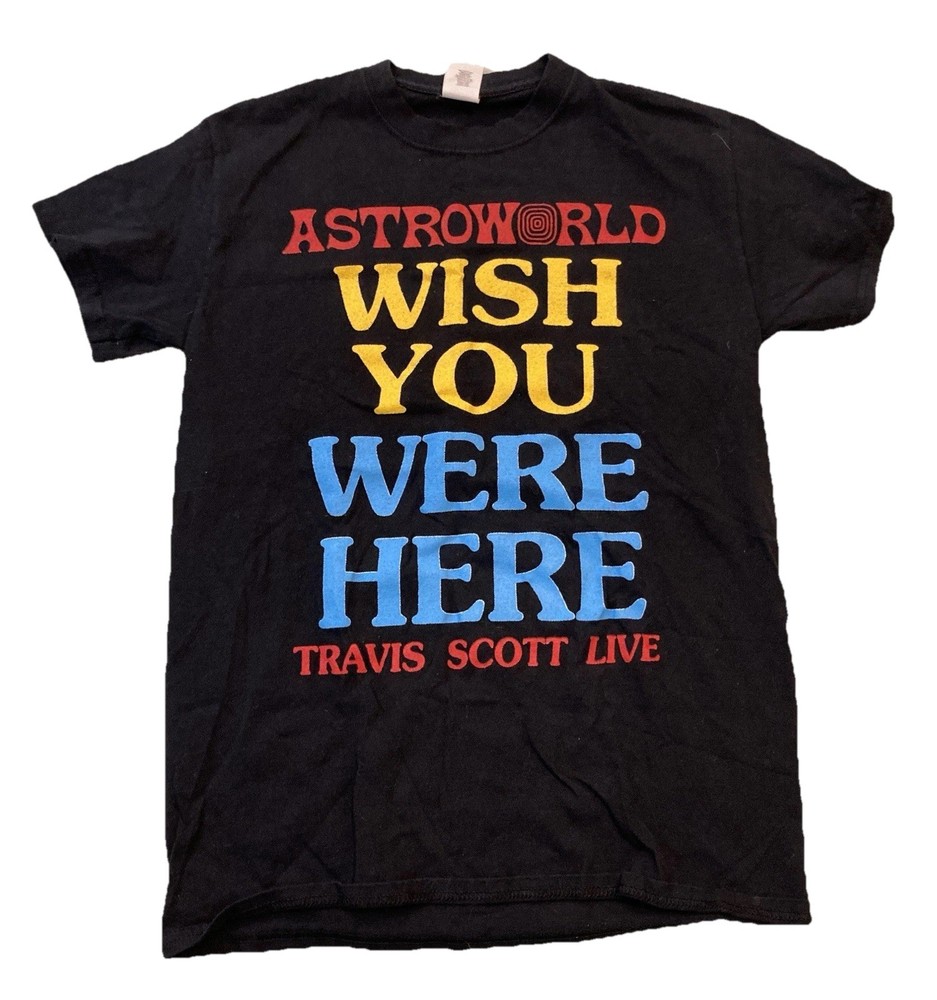 Travis Scott Astroworld Tour Wish You Were Here Black t-Shirt Size Small
