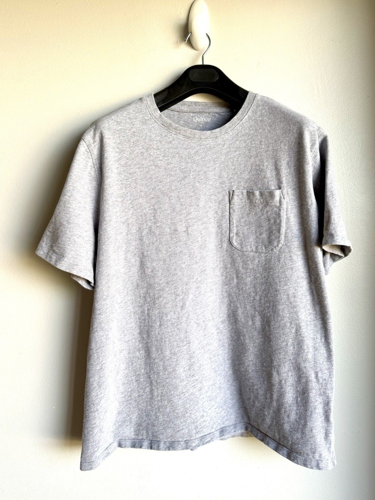 Quince Men’s L 100% Organic Cotton Pocket Tee T Shirt Heather Gray Large