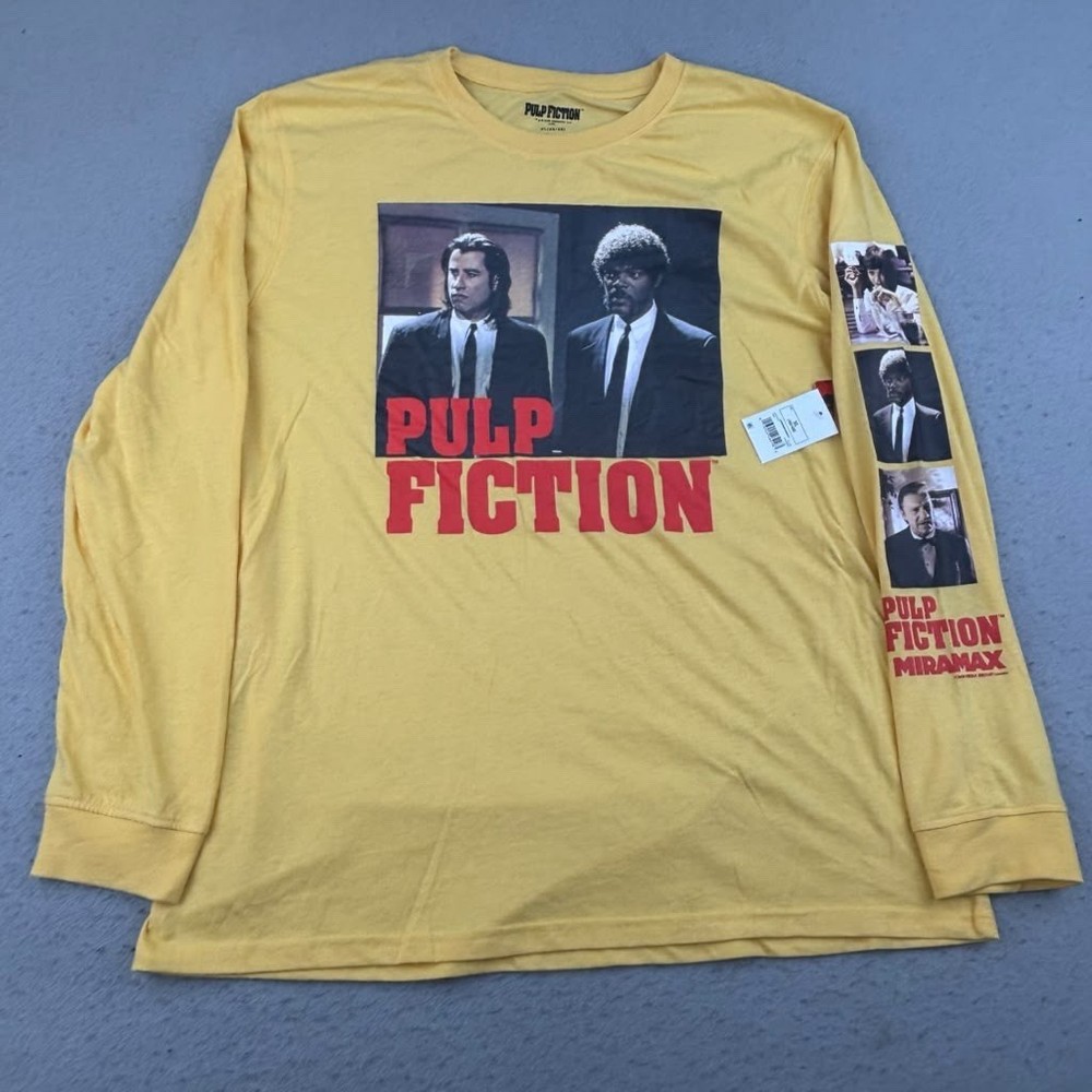 Pulp Fiction Miramax Shirt Mens XL Yellow Long Sleeves Lightweight Tee NWT