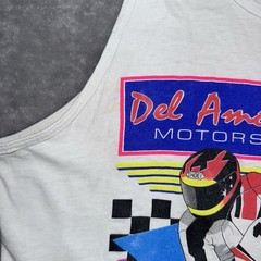 1991 Single Stitch Miller High Life Del Amo Motorcycle Graphics Tank Top Large