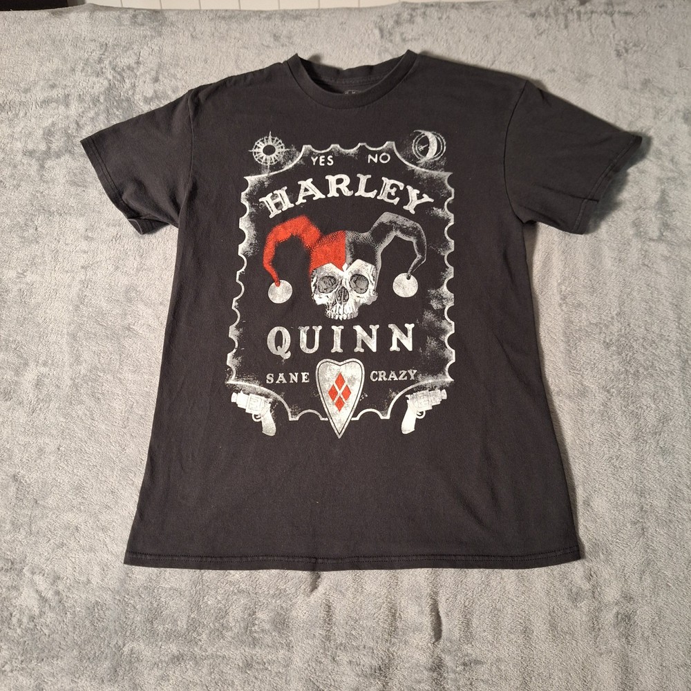 DC Batman Joker Harley Quinn Black Clown Tee Shirt Size Medium Cotton
