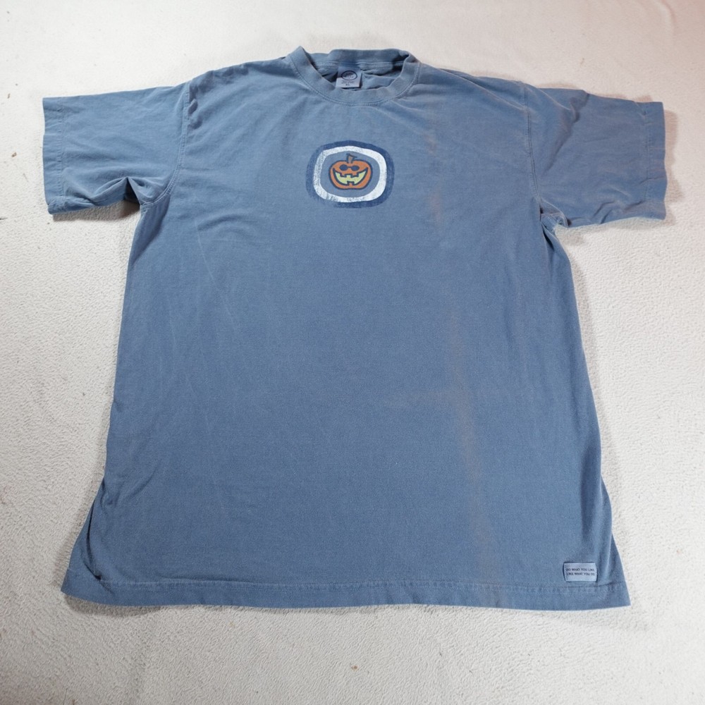 Live Is Good Shirt Mens Extra Large Blue Pumpkin Harvest Festival Jack O Lantern