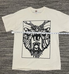 Vintage Bear With Antlers Geometric Style Shirt Size L Cream Color