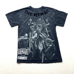 Mens S Chuck Liddell MMA Fighter Elite Iceman Grunge T-Shirt Faded Black Grunge
