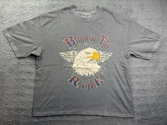 No Boundaries Shirt Mens Medium Gray Born To Ride Eagle Graphic Tee Oversized