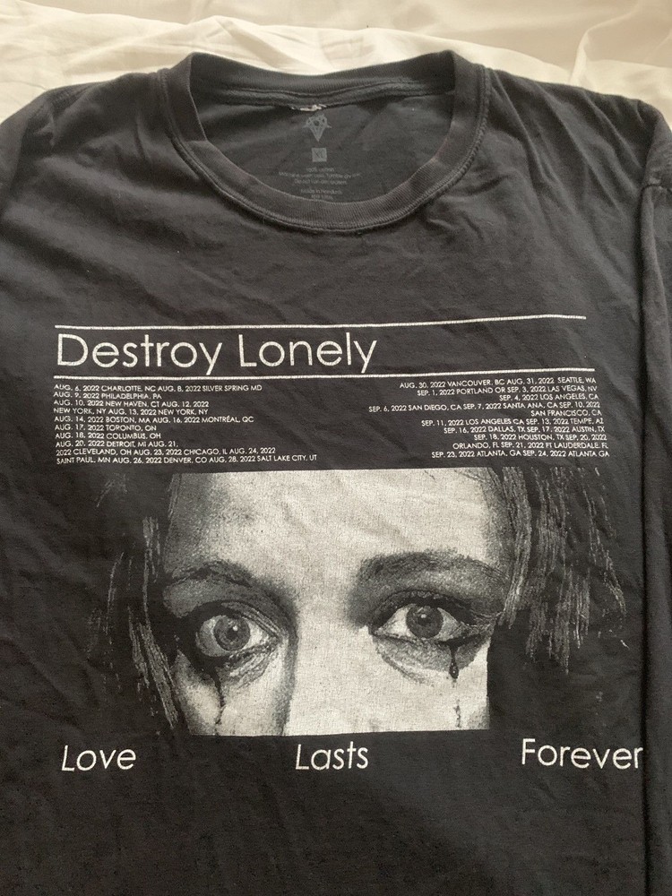 2022 Destroy Lonely Tour Merch “Love Last Forever” black T shirt