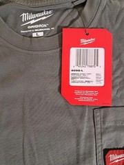 Milwaukee Tools GridIron Work Pocket T Shirt Short Sleeve Size L Color Gray