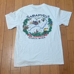 VTG Pura Vida Tucan Tico Costa Rica White T Shirt Sarapiqui Crew Neck Men Sz L