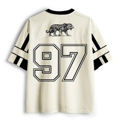 Monochrome Tiger Line Art Printed Jersey Shirts