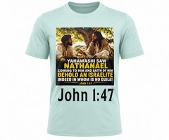 Yahawashi Saw Nathanael John 1:47 Celadon Tee Gold Fringes