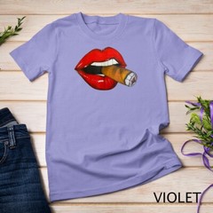 Sexy Women Smoke Cuban Cigar Lit Red Lips Smoking Cigar T-Shirt Unisex T-shirt