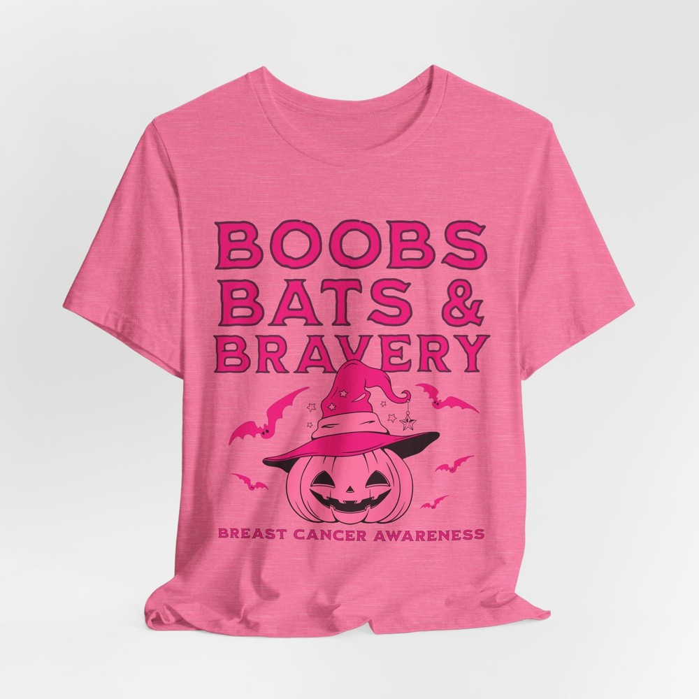 Boobs Bats & Bravery Breast Cancer Awareness Halloween Pink Pumpkin Witch Design