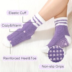 10 Pairs Fuzzy Grippy Socks for Women Hospital Non Slip Slipper Socks Adult W…