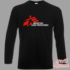 MSF Medecins Sans Frontieres Long Sleeve Black T-Shirt Size S to 2XL