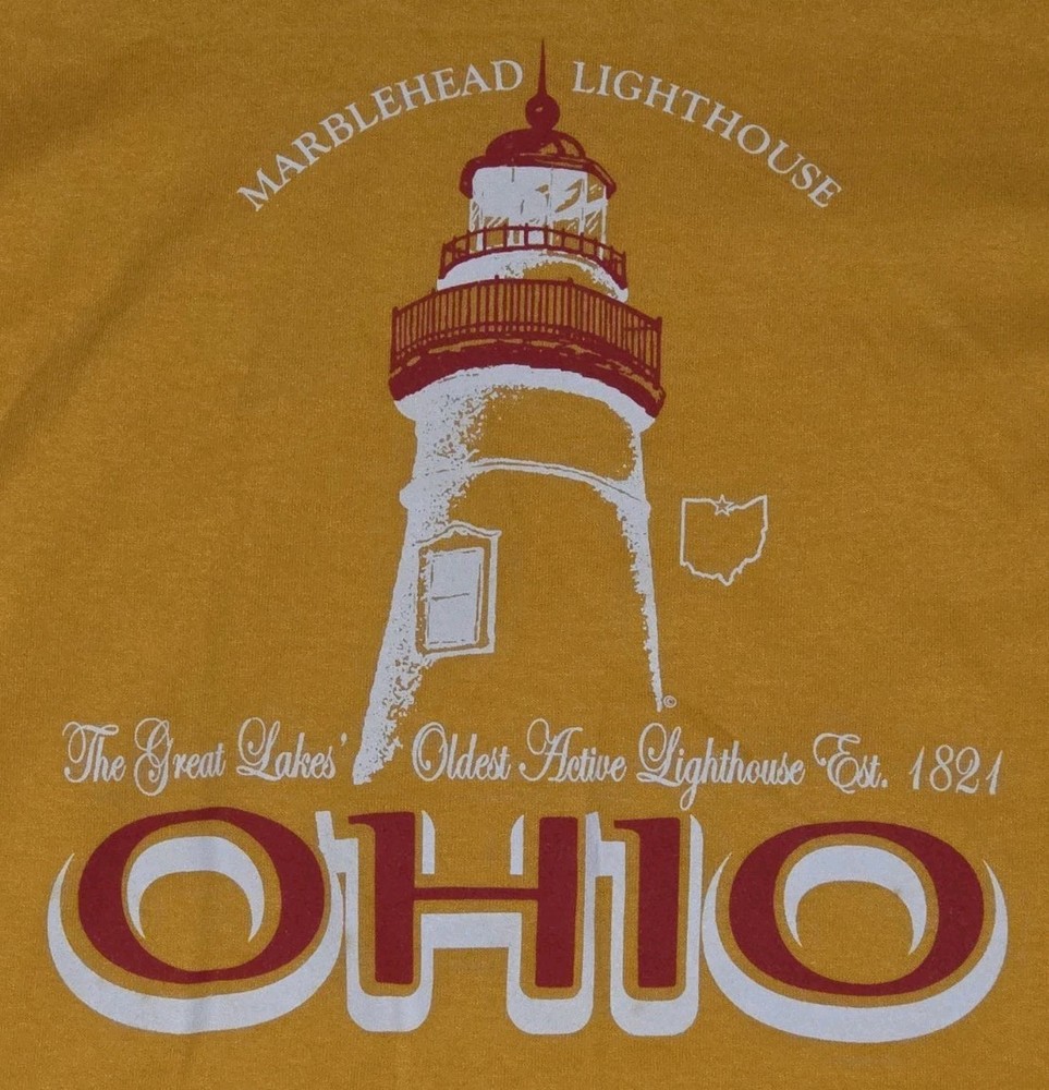 New OHIO MARBLEHEAD LIGHTHOUSE Great Lakes Oldest Lake Erie T-Shirt Adult Medium