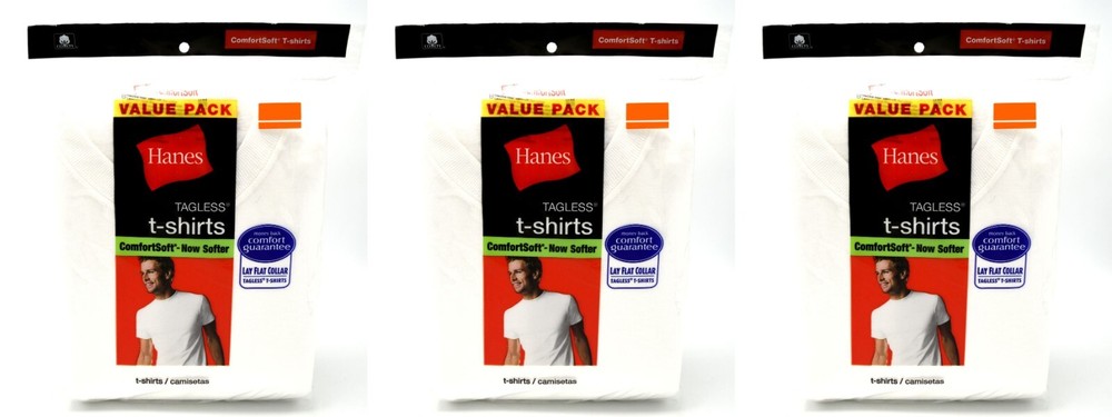 18 Hanes White M 38-40 Inch Crew Neck T-Shirts Tagless Comfortsoft M 95-100 CM