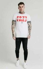SikSilk Mens White x FaZe Apex Elastic Cuff Gym Tee XXS