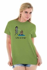 Life is Crap Wet Dog Funny Pet Graphic Gift Womens Graphic Crewneck T Shirt Tee