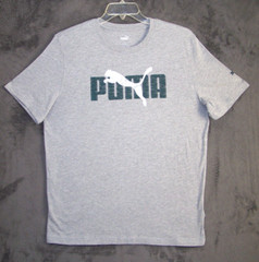 Puma Shirt Adult Large Gray Graphic Logo Short Sleeve Active Outdoor Sports Mens