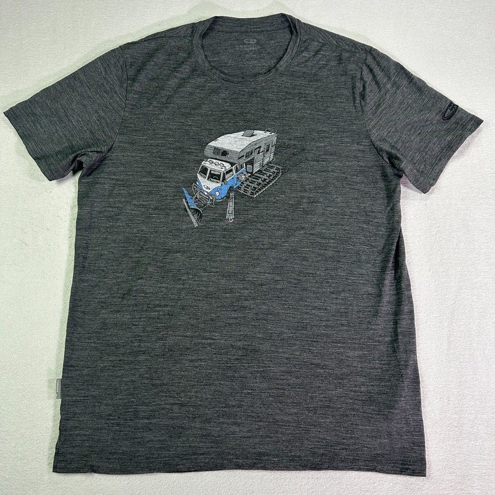 Icebreaker Merino Wool Blend T-shirt Men’s Medium Grey Short Sleeve Crew Graphic