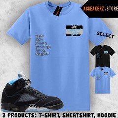 Shirt Matching AJ 5 Black UNC Blue 2026 Match Sneaker Sneakerhead Badge T-Shirt