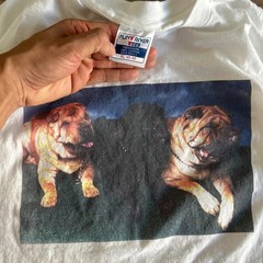 Vintage 90s Shar Pei Dog Box Graphic Nature Art Tee XL Single Stitch