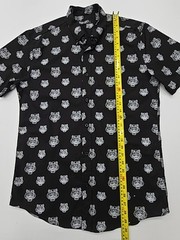 KENZO Mens Poplin Shirt Black Pattern Button Up Size XL Regular