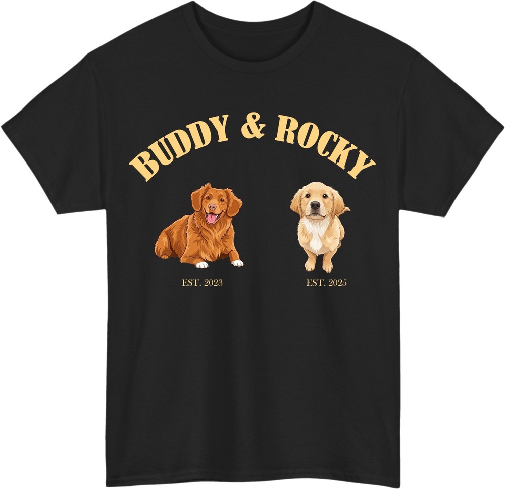 Personalized Dog Mom And Pet T-Shirt – Custom Portrait Photos Names Est Year Tee