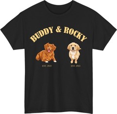 Personalized Dog Mom And Pet T-Shirt – Custom Portrait Photos Names Est Year Tee