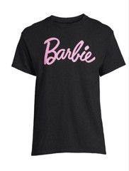 Barbie Mens Short Sleeve Black Crewneck Logo Graphic T- shirt Size S 34-36 Small