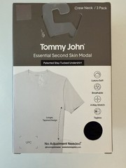 Tommy John Mens BLACK 3 Pack Essential Second Skin Modal Crew Neck Undershirt XL