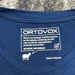 Ortovox Merino Wool Shirt Mens Medium Navy Blue Short Sleeve Base Layer Outdoors