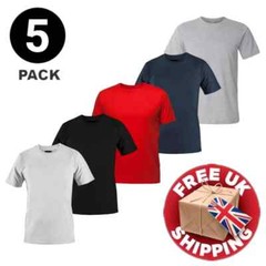 Men’s Plain T-Shirt 3 Pack 5 Pack 100% Cotton Heavy Blend BIG SIZE S to 5XL Tees