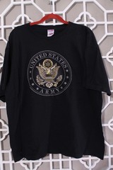 Army Shirt Mens XL Black Gold Casual Graphic USA Logo Cotton Outdoor Bayside Men