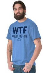 WTF Wheres The Fish Fishing Hobby Angler Gift Mens Casual Crewneck T Shirts Tees