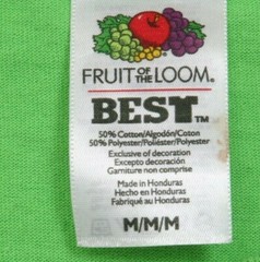 Fruit of the Loom Green Cotton Polyester Short Sleeve Solid T-Shirt Medium B15