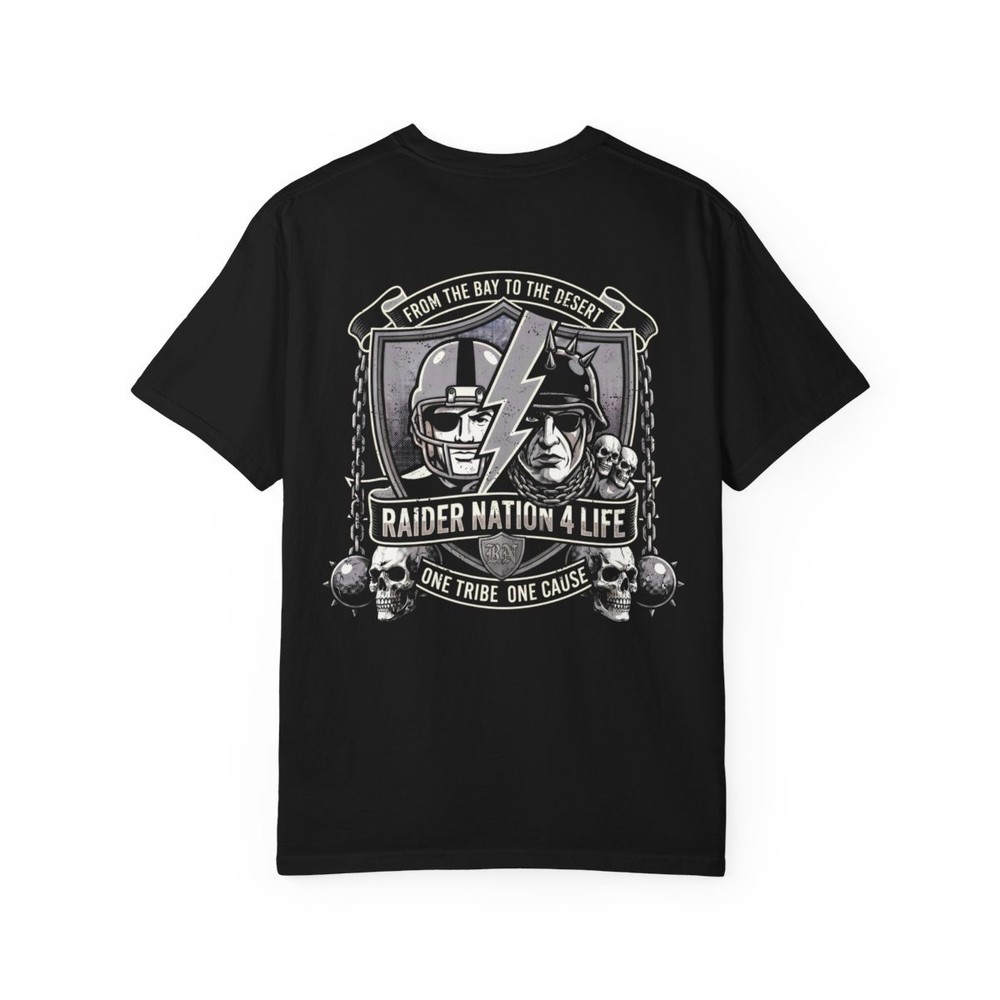 Raiders Nation 4 Life Crest Motorcycle Shield Graphic Logo T-Shirt