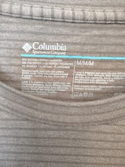 Columbia Shirt Men’s Size Medium Stretch Grey Striped Long Sleeve Crew Neck Top