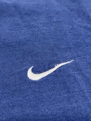 Vintage Nike T-Shirt Mens Sz M Faded Navy Blue Embroidered Swoosh White Tag Y2K