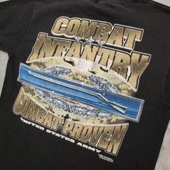 VTG US Army Shirt Mens M Black Crewneck Combat Proven Infantry 7.62 Design Y2K