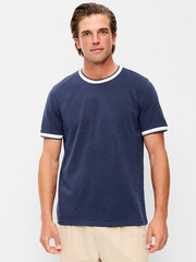 OLD NAVY Men’s Crew Neck Trim Ringer Pique T-Shirt Tee NWT, Many colors & Sizes