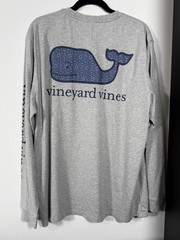 Vineyard Vines Long Sleeve Hockey Whale Fill Pocket T-Shirt Gray XL NWT