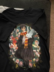 Harry Potter Anime T Shirt Sz M Loot Crate exclusive Black T-shirt w/Hedwig