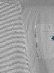 Vintage Reebok Split Fabric Pocket T-Shirt White Ribbed XL Embroidered Logo Tee