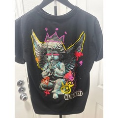 Civilized Graphic T-Shirt Men’s Size Large Black Streetwear Angel Print