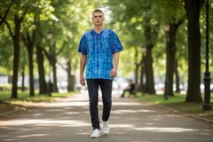 Hand Tie Dyed Men’s V Neck T Shirt Size XL CSG 100% Cotton OOAK