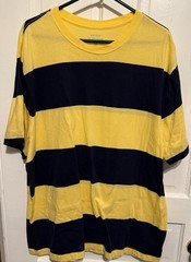 GAP Men’s Yellow/Navy Striped Cotton T-shirt Softest Ultra-Doux size XXL