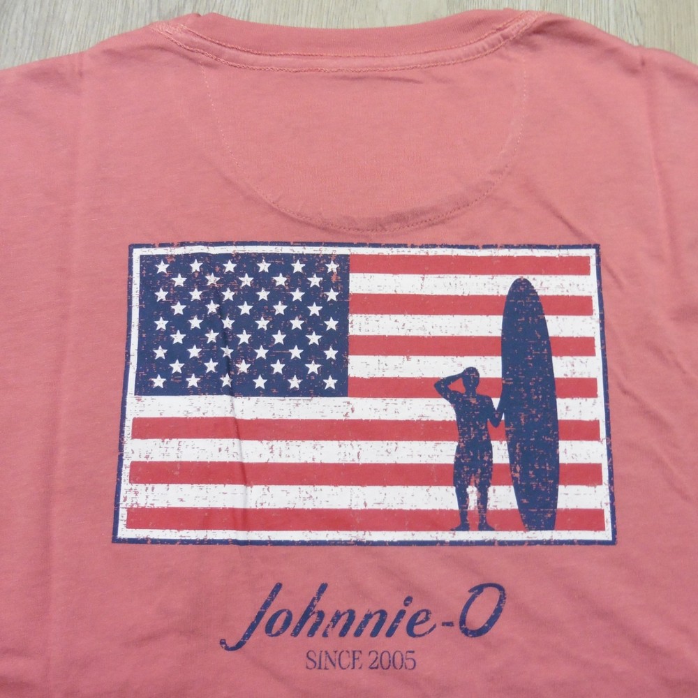 JOHNNIE O Mens M MEDIUM T SHIRT AMERICAN DREAM BANDANA PINK RED DALE 2.0 GOLF