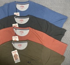 Wrangler Big & Tall Men’s Pocket Tee Blue Gray Red OR Brown XLT, XXLT or 3XL NWT