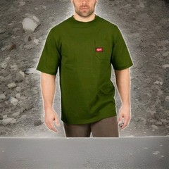 Milwaukee 601OG-S Heavy Duty Pocket T-Shirt 601, Short Sleeve, Army Green